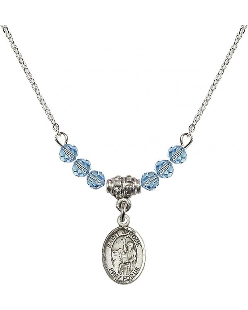 March Birth Month Bead Necklace with Catholic Patron Saint Petite Charm, 18 Inch Saint Jerome $26.60 Necklaces