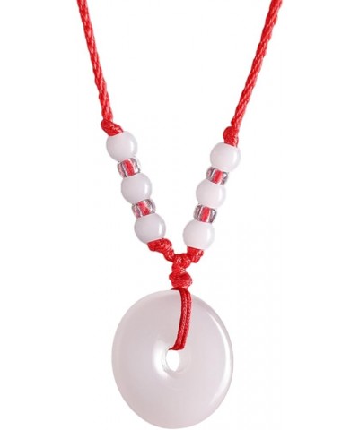 Green Jade Buddha Circle Red String Pendant Necklace - Chinese Traditional Amulet for Luck and Protection C white $5.61 Neckl...