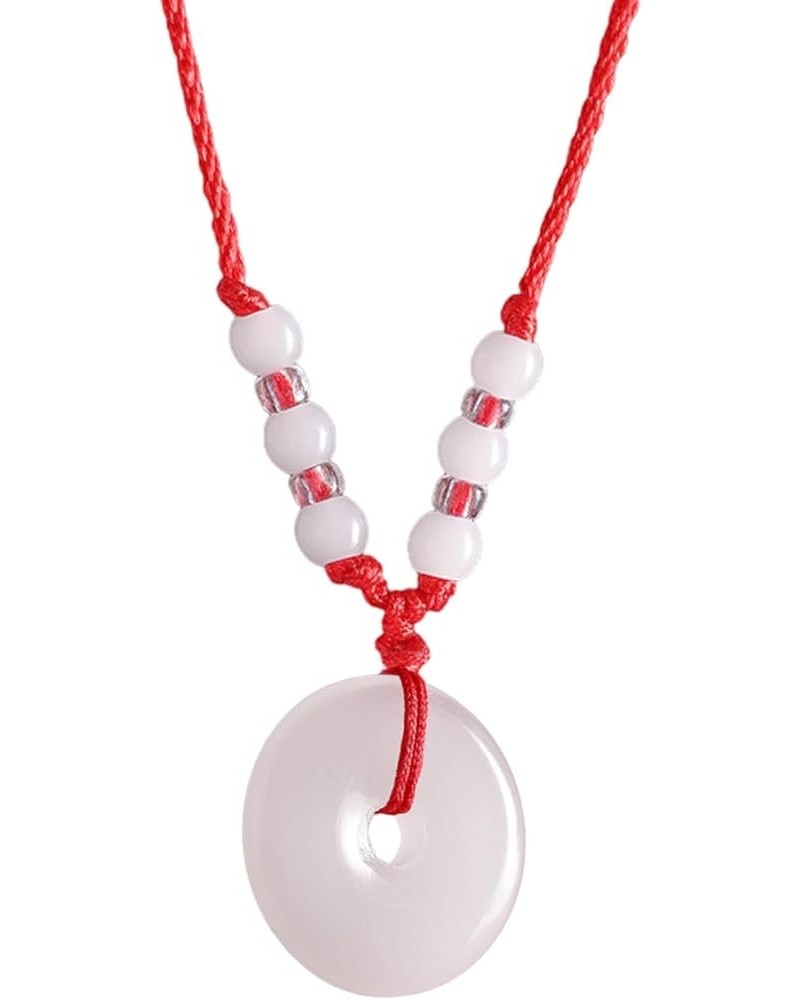 Green Jade Buddha Circle Red String Pendant Necklace - Chinese Traditional Amulet for Luck and Protection C white $5.61 Neckl...