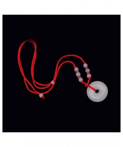 Green Jade Buddha Circle Red String Pendant Necklace - Chinese Traditional Amulet for Luck and Protection C white $5.61 Neckl...