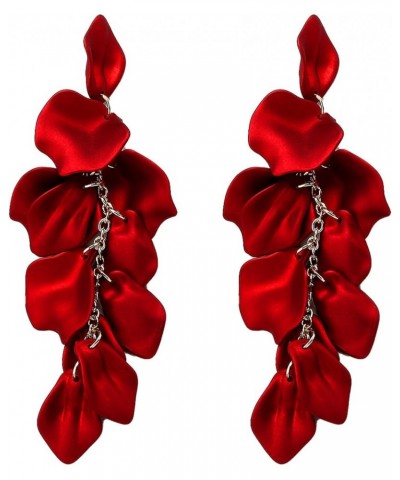 Red Earrings for Women Acrylic Rose Earrings Statement Flower Dangle Exaggerated Tassel and Girls Gift C: Red $7.27 Earrings