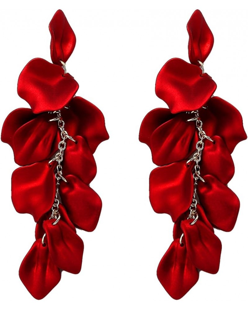 Red Earrings for Women Acrylic Rose Earrings Statement Flower Dangle Exaggerated Tassel and Girls Gift C: Red $7.27 Earrings