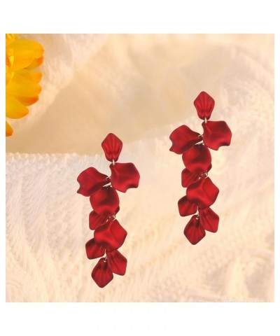 Red Earrings for Women Acrylic Rose Earrings Statement Flower Dangle Exaggerated Tassel and Girls Gift C: Red $7.27 Earrings