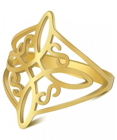 Knuckle Ring Hollowed Pattern Decoration Fine Workmanship Geometric Witch Knot Finger Ring compatible with Club Golden US 7 $...