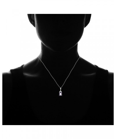 Sterling Silver Choice of Created or Genuine Gemstone & White Topaz Emerald-Cut Drop Necklace Amethyst $14.00 Necklaces