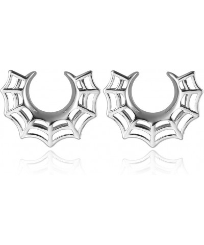 2PCS Spider Web Saddle Gauges for Ears 316 Stainless Steel Ear Gauges Ear Saddles Hypoallergenic Expander Piercing Body Jewel...