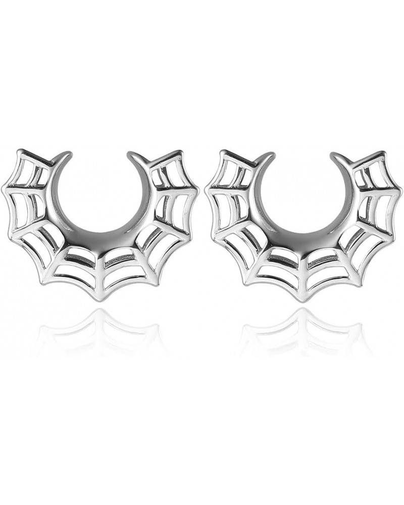 2PCS Spider Web Saddle Gauges for Ears 316 Stainless Steel Ear Gauges Ear Saddles Hypoallergenic Expander Piercing Body Jewel...