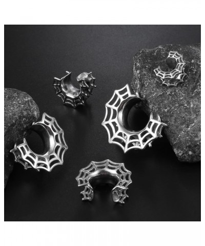 2PCS Spider Web Saddle Gauges for Ears 316 Stainless Steel Ear Gauges Ear Saddles Hypoallergenic Expander Piercing Body Jewel...