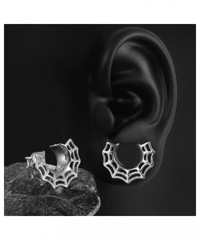 2PCS Spider Web Saddle Gauges for Ears 316 Stainless Steel Ear Gauges Ear Saddles Hypoallergenic Expander Piercing Body Jewel...