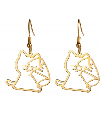 Dangling Cat Earrings Kawaii Aesthetic Funny Cartoon Kitten Drop Dangle Earrings with Hook Animals Lover Birthday Gifts Party...