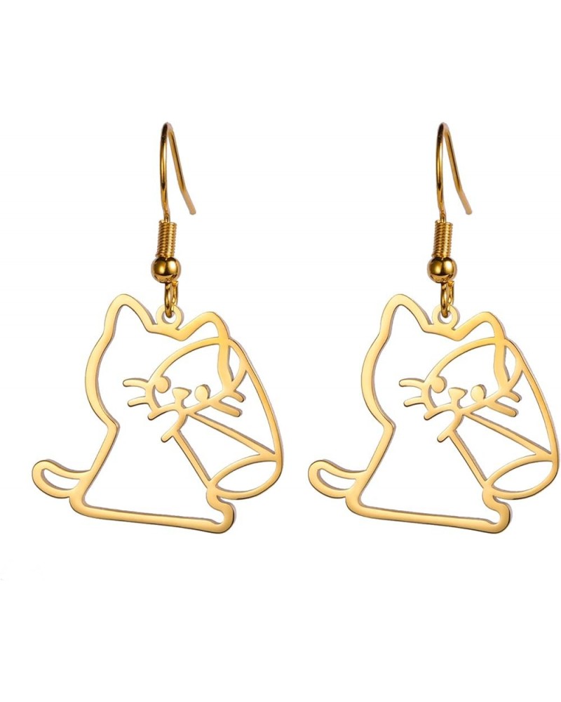 Dangling Cat Earrings Kawaii Aesthetic Funny Cartoon Kitten Drop Dangle Earrings with Hook Animals Lover Birthday Gifts Party...