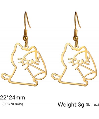 Dangling Cat Earrings Kawaii Aesthetic Funny Cartoon Kitten Drop Dangle Earrings with Hook Animals Lover Birthday Gifts Party...