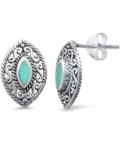 Sterling Silver Simulated Gemstone Marquise Filigree Earrings Simulated Turquoise $10.79 Earrings