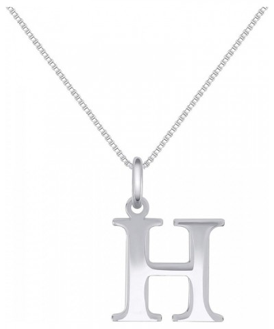 925 Sterling Silver Alphabet Letter Initials Pendant 18" Box Chain Necklace Rhodium Plated H $13.33 Necklaces