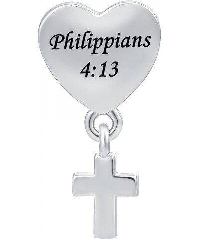 Holy Cross Bible Verse Heart Charm Infinity with God All Things are Possible Dangle Charms for Snake Chain Bracelet Praying H...