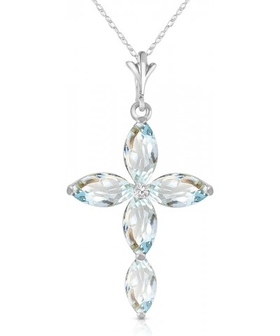 14k Gold Genuine Diamond & Aquamarine Cross Pendant Necklace White Gold 20.0 Inches $136.11 Necklaces