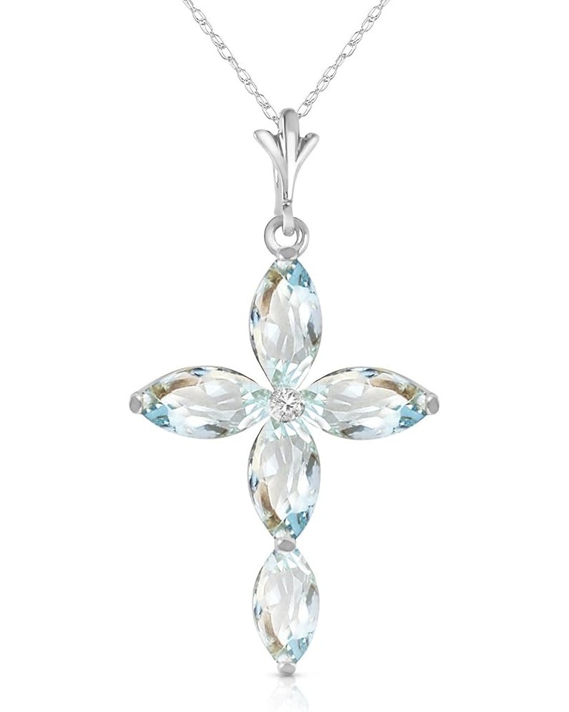 14k Gold Genuine Diamond & Aquamarine Cross Pendant Necklace White Gold 20.0 Inches $136.11 Necklaces