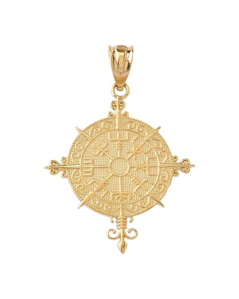 Certified 10k Gold Vegvisir Viking Compass Nordic Norse Amulet Pendant Charm Necklace Yellow Gold 10K $83.25 Pendants