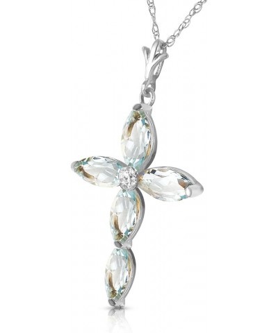 14k Gold Genuine Diamond & Aquamarine Cross Pendant Necklace White Gold 20.0 Inches $136.11 Necklaces