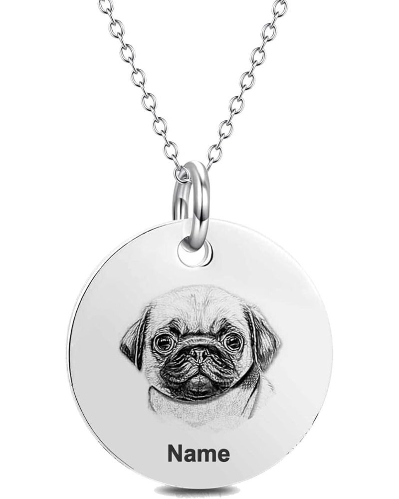 Remembrance Gift Memory with Picture Jewelry Dog Tag Paw Print Photo Necklace Custom Memorial Necklaces Sterling Silver Perso...