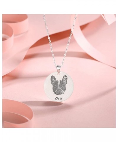 Remembrance Gift Memory with Picture Jewelry Dog Tag Paw Print Photo Necklace Custom Memorial Necklaces Sterling Silver Perso...