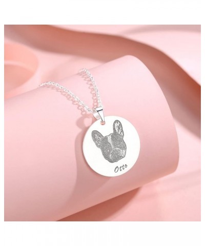 Remembrance Gift Memory with Picture Jewelry Dog Tag Paw Print Photo Necklace Custom Memorial Necklaces Sterling Silver Perso...