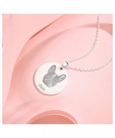 Remembrance Gift Memory with Picture Jewelry Dog Tag Paw Print Photo Necklace Custom Memorial Necklaces Sterling Silver Perso...