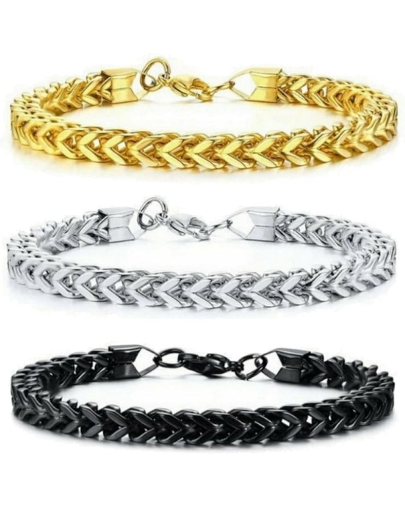 Gold Bracelets for Men Cuban Link Bracelet for Men Stainless Steel Bracelet Gold Curb Chunky Chain Bracelet Set Black Punk Hi...