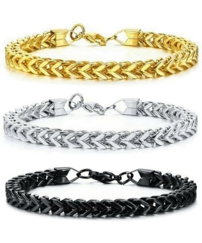 Gold Bracelets for Men Cuban Link Bracelet for Men Stainless Steel Bracelet Gold Curb Chunky Chain Bracelet Set Black Punk Hi...