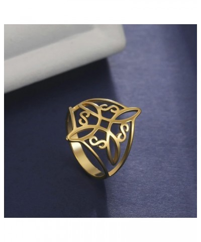 Knuckle Ring Hollowed Pattern Decoration Fine Workmanship Geometric Witch Knot Finger Ring compatible with Club Golden US 7 $...