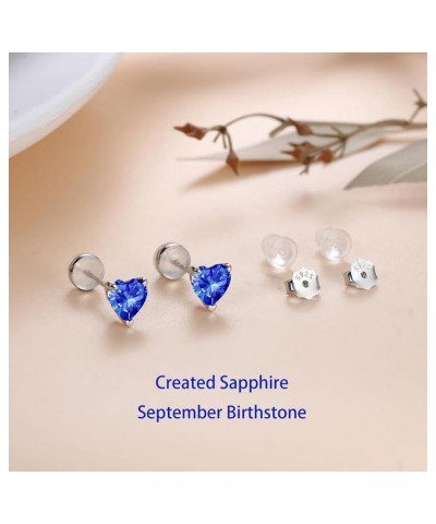 Heart Birthstone Earrings for Women, 18K White Gold Plated S925 Sterling Silver Earrings Gorgeous Genuine or Created Heart St...