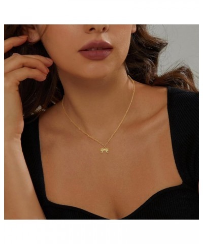 Bow Necklace for Women, Dainty 14K Gold Plated Bowknot Choker Necklace Silver Necklace for Women Beads Chain Cute Pendant Nec...