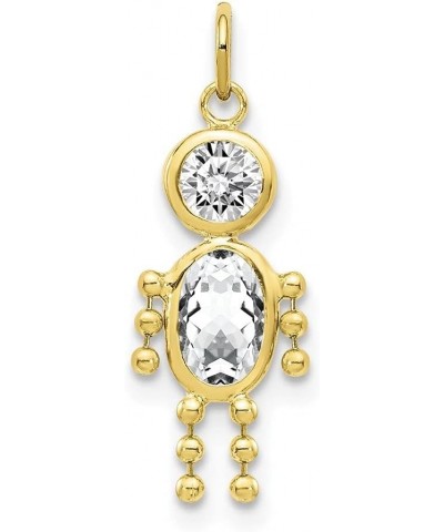 10k Yellow Gold April Birthstone Boy Charm Pendant (L- 20 mm, W- 10 mm) Gift for Women $27.30 Pendants