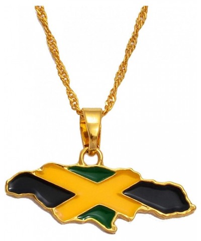 Jamaica Map And National Flag Pendant Necklaces Gold Jamaican Maps Necklace As Picture $9.17 Necklaces