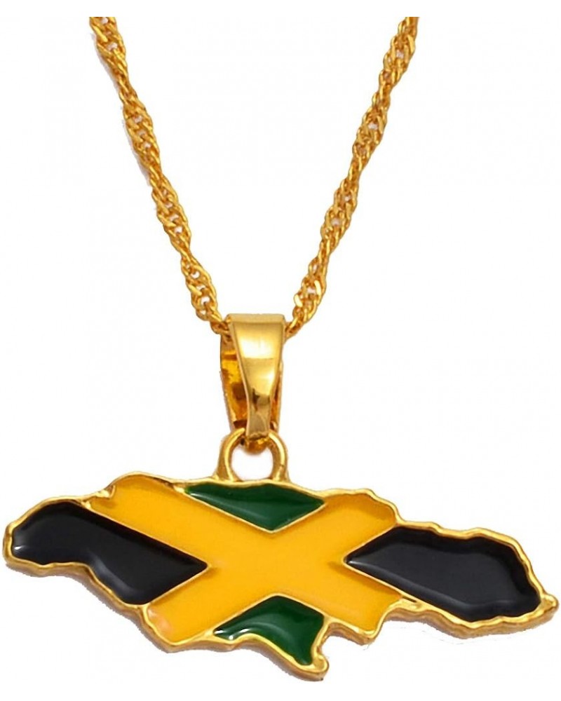 Jamaica Map And National Flag Pendant Necklaces Gold Jamaican Maps Necklace As Picture $9.17 Necklaces