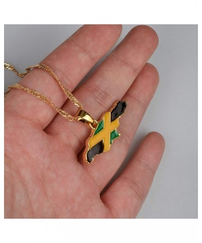 Jamaica Map And National Flag Pendant Necklaces Gold Jamaican Maps Necklace As Picture $9.17 Necklaces