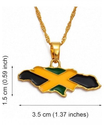 Jamaica Map And National Flag Pendant Necklaces Gold Jamaican Maps Necklace As Picture $9.17 Necklaces