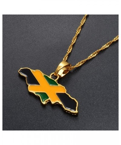 Jamaica Map And National Flag Pendant Necklaces Gold Jamaican Maps Necklace As Picture $9.17 Necklaces