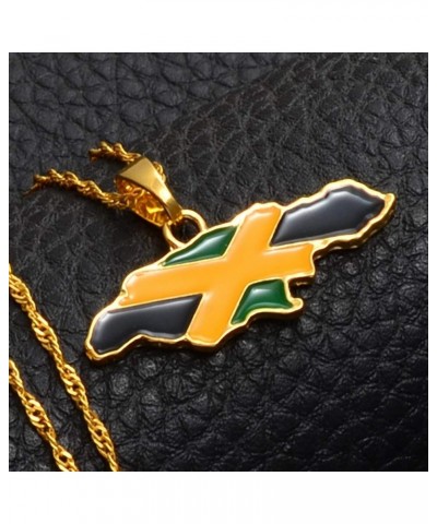 Jamaica Map And National Flag Pendant Necklaces Gold Jamaican Maps Necklace As Picture $9.17 Necklaces