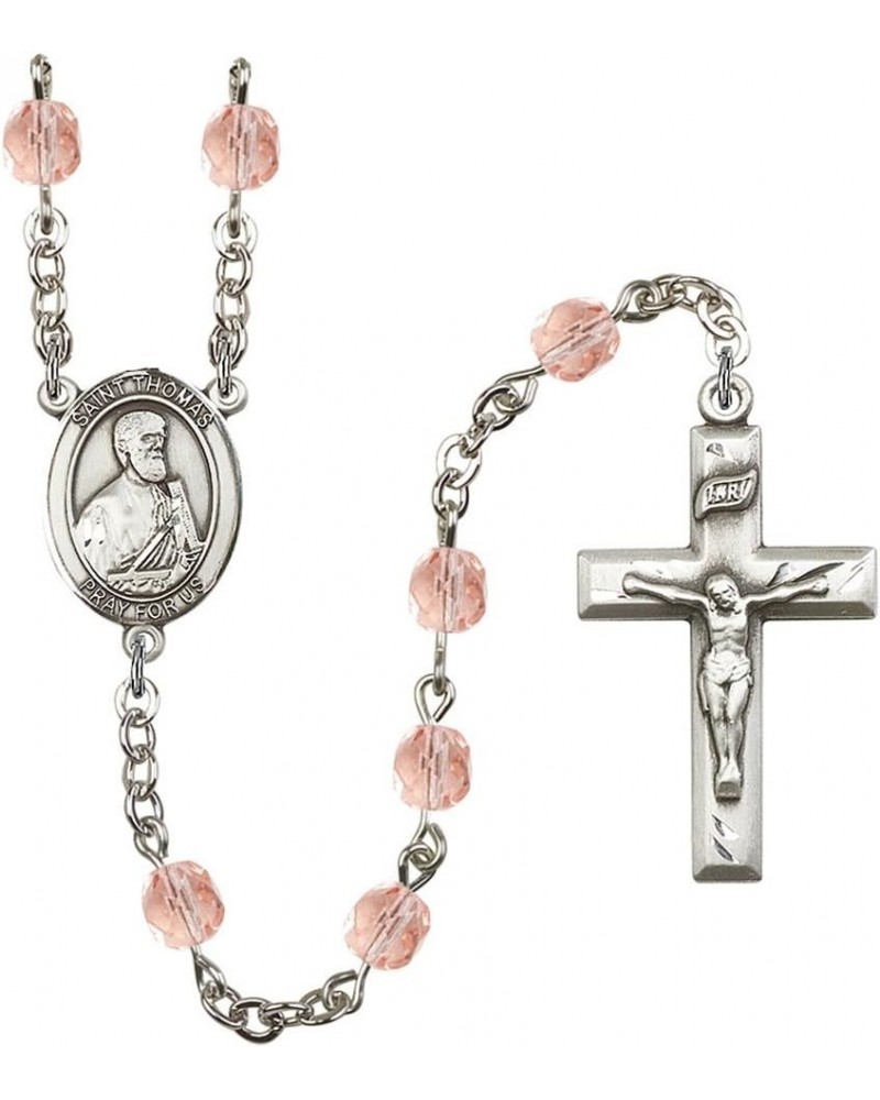 October Birth Month Prayer Bead Rosary with Patron Saint Centerpiece, 19 Inch Saint Thomas the Apostle $58.84 Necklaces