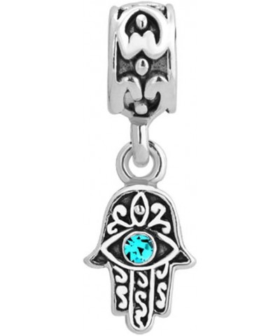 Lucky Charm Heart Love Dangle Hamsa Hand Blue Evil Eye Spacer Charms Beads For Bracelet Dec $8.39 Bracelets