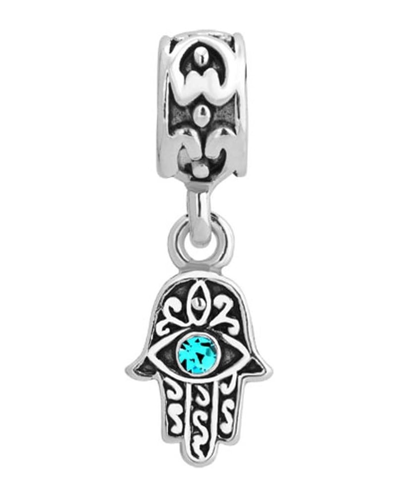 Lucky Charm Heart Love Dangle Hamsa Hand Blue Evil Eye Spacer Charms Beads For Bracelet Dec $8.39 Bracelets