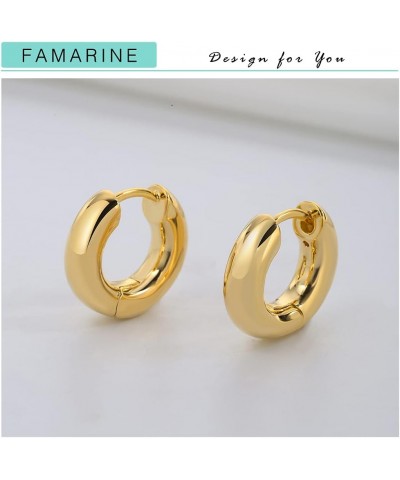 Small Chunky Thick Hoop Earrings for Women Girls Gold Hoops Huggie Earrings for Men Gift, 14K Gold Plated 5/8" Hoop Gold $10....