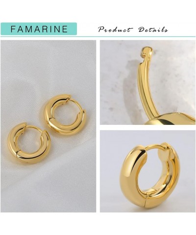 Small Chunky Thick Hoop Earrings for Women Girls Gold Hoops Huggie Earrings for Men Gift, 14K Gold Plated 5/8" Hoop Gold $10....