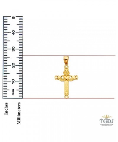 TGDJ 14k Yellow Gold Claddagh Cross Religious Pendant Height 26 MM Width 20 MM $77.53 Pendants