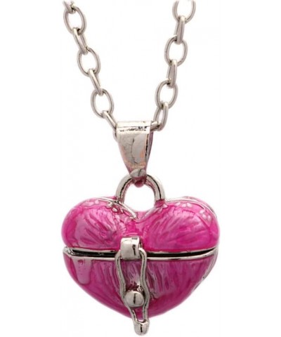 Small Heart Locket Necklace for Women Y2k Heart Shaped Box Pendant Necklace Pink $8.95 Necklaces