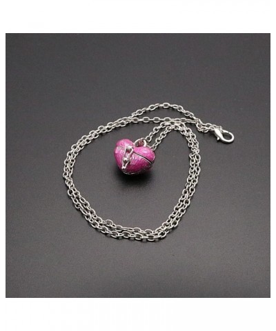 Small Heart Locket Necklace for Women Y2k Heart Shaped Box Pendant Necklace Pink $8.95 Necklaces