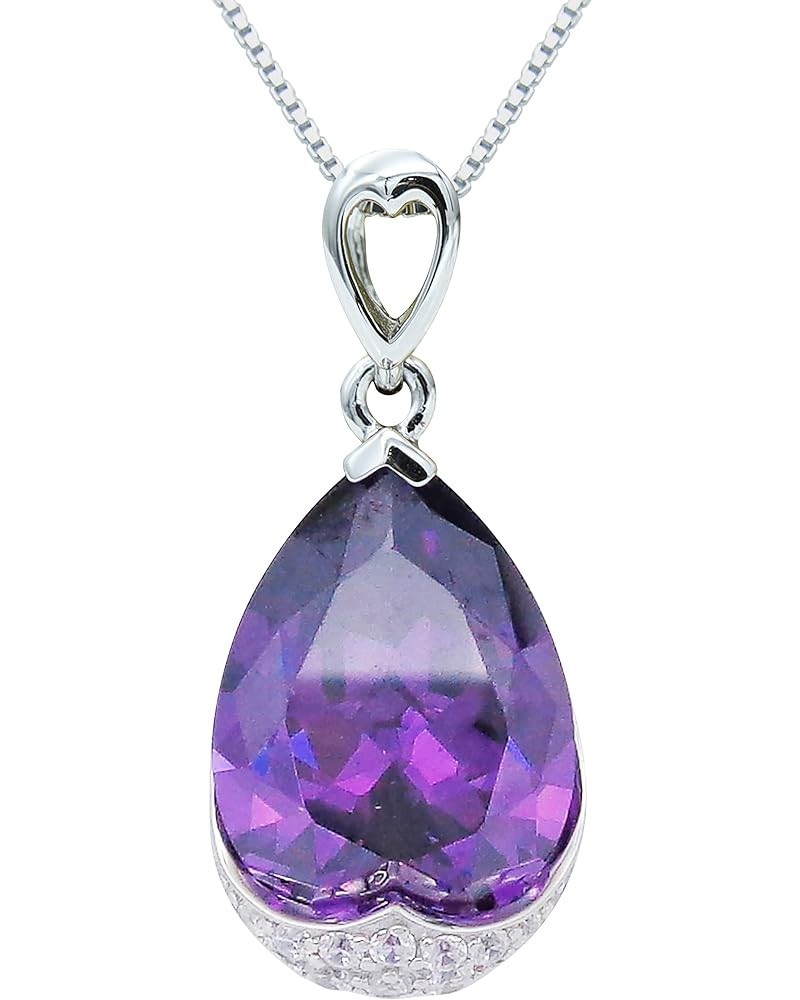 925 Sterling Silver 18k White Gold Plated 10.5ct Pear Emerald Ruby Sapphire Necklace Pendant 18"… Purple $25.07 Necklaces