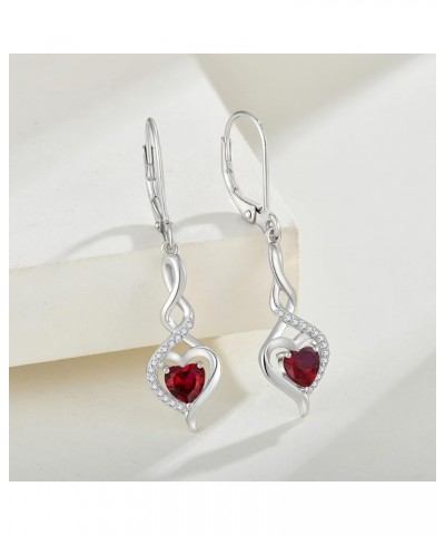 Infinity Heart Earrings Sterling Silver Twisted Leverback Earring Gemstones Jewelry for Women 07-Ruby-Jul $34.08 Earrings