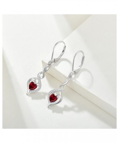 Infinity Heart Earrings Sterling Silver Twisted Leverback Earring Gemstones Jewelry for Women 07-Ruby-Jul $34.08 Earrings